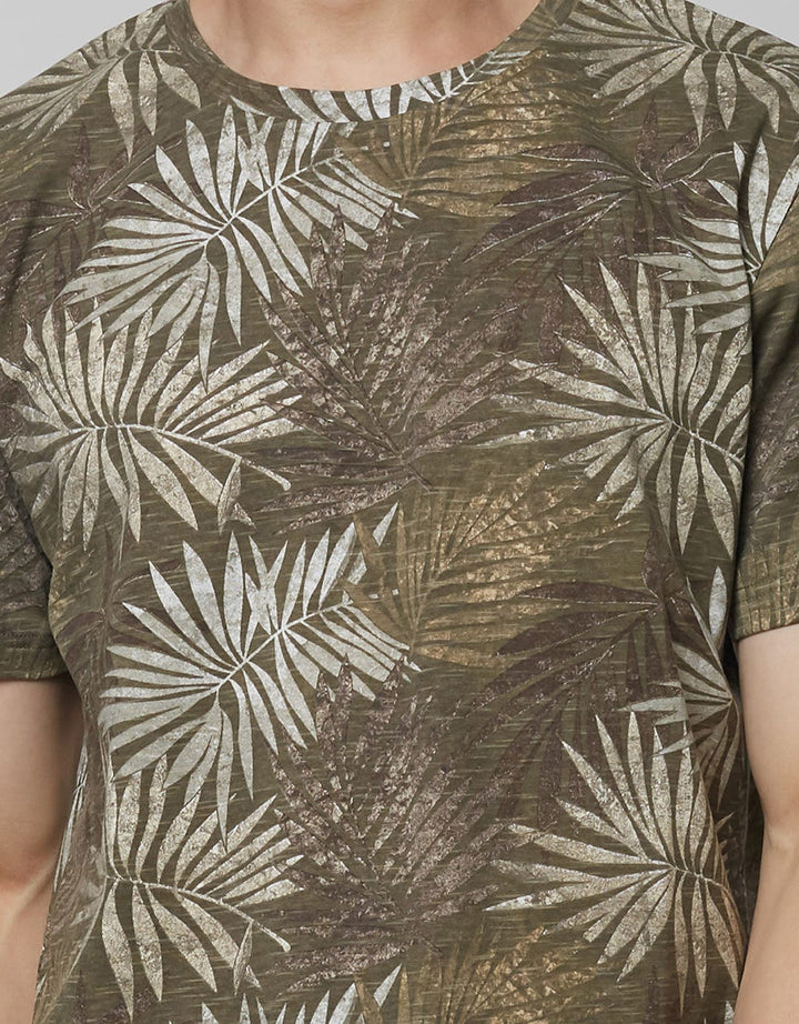 Details Short Sleeve T-Shirt R Neck Aop Rotary Print