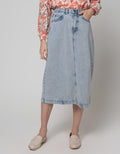 Nevada Rok Denim Midi Wanita