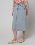 Nevada Rok Denim Midi Wanita