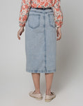 Nevada Rok Denim Midi Wanita