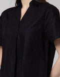 Details Short Sleeve Shirt With V Neck Collar