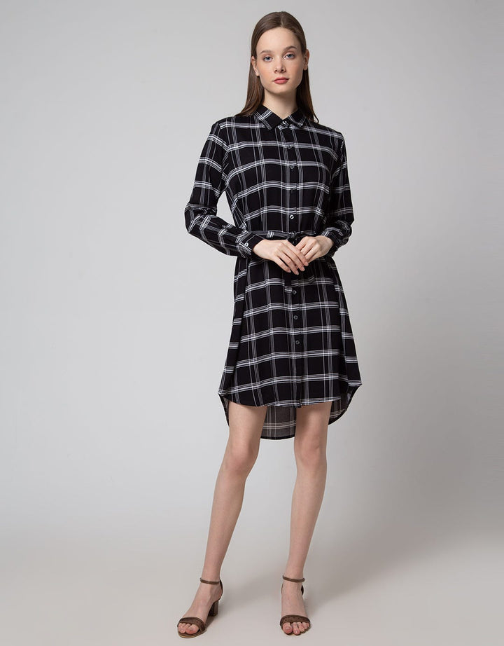 Connexion Long Sleeve Midi Dress Rayon Print Stripe Tali