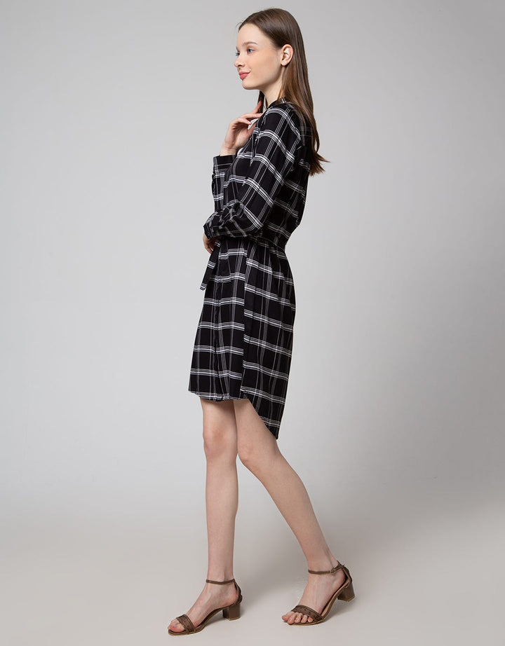 Connexion Long Sleeve Midi Dress Rayon Print Stripe Tali