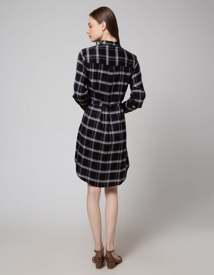 Connexion Long Sleeve Midi Dress Rayon Print Stripe Tali