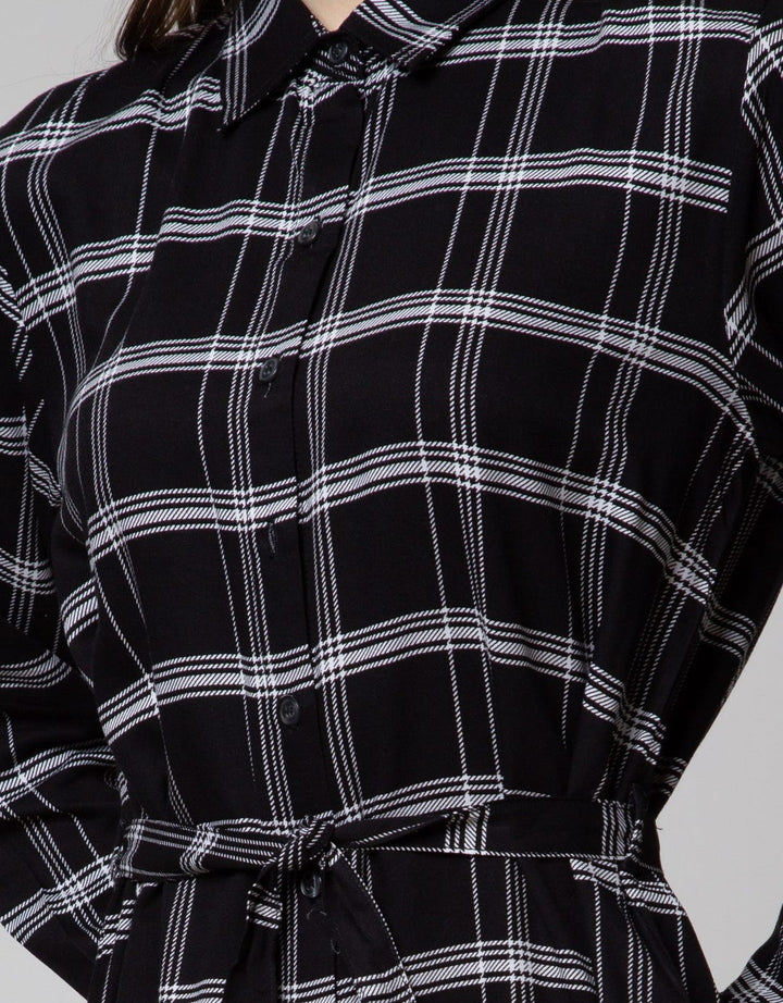 Connexion Long Sleeve Midi Dress Rayon Print Stripe Tali