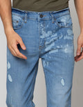 Nevada Denim Long Pants Slim Laser Print