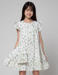 Sweet Miss Short Sleeve Midi Dress Fullprint Flower Babydoll Hands Swipe Side Bag