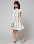 Sweet Miss Short Sleeve Midi Dress Fullprint Flower Babydoll Hands Swipe Side Bag