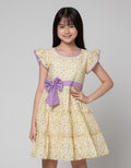 Sweet Miss Short Sleeve Midi Dress Fullprint Bunga Tangan Geber Pinggang Pita