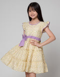 Sweet Miss Short Sleeve Midi Dress Fullprint Bunga Tangan Geber Pinggang Pita