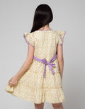 Sweet Miss Short Sleeve Midi Dress Fullprint Bunga Tangan Geber Pinggang Pita