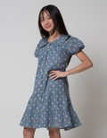 Sweet Miss Short Sleeve Midi Dress Babydoll Colar Kerut Kancing
