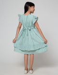 Sweet Miss Short Sleeeve Midi Dress Kotak Pinggang Bunga Bawah Ruffle