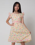 Sweet Miss Short Sleeve Midi Dress Bunga Abstrak Tepi Sulur