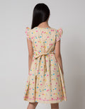 Sweet Miss Short Sleeve Midi Dress Bunga Abstrak Tepi Sulur