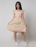 Sweet Miss Short Sleeve Midi Dress Bunga Abstrak Tepi Sulur