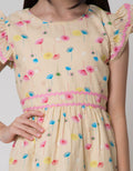 Sweet Miss Short Sleeve Midi Dress Bunga Abstrak Tepi Sulur