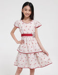 Sweet Miss Short Sleeve Midi Dress Plain Floral Waist Floral Tendril