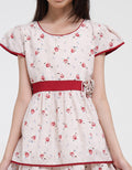 Sweet Miss Short Sleeve Midi Dress Plain Floral Waist Floral Tendril