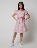 Sweet Miss Short Sleeve Midi Dress Fullprint Bunga Fake 2 Pcs