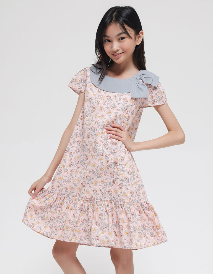 Sweet Miss Flower Collar Midi Dress Anak Perempuan