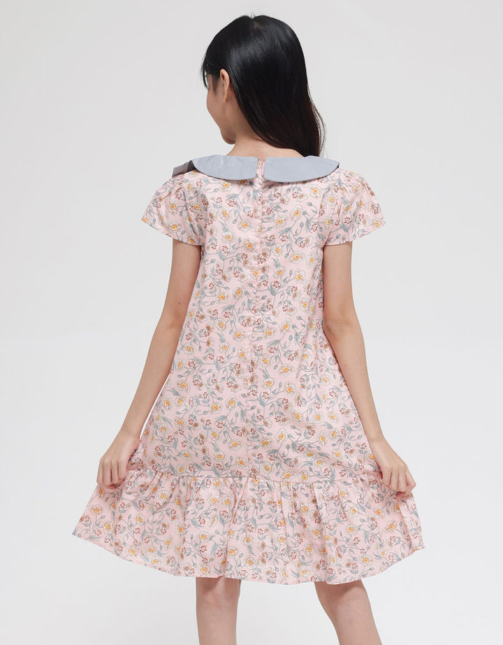 Sweet Miss Flower Collar Midi Dress Anak Perempuan