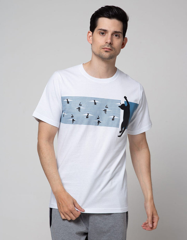 T Zone Theme Animal Cat Kaos Pria
