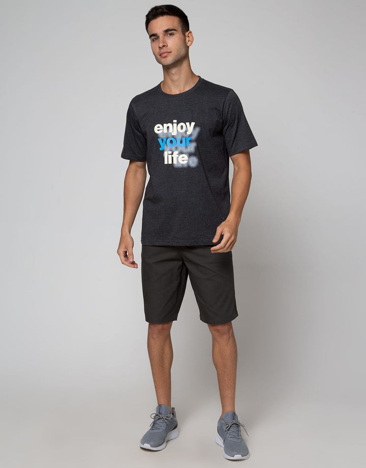 T Zone Short Sleeve T-Shirt Print Theme Twisted Letter - Enjoy Your Life