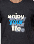 T Zone Short Sleeve T-Shirt Print Theme Twisted Letter - Enjoy Your Life