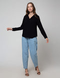 Details Button At Sleeves Women's Blouse