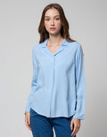 Details Button At Sleeves Women's Blouse