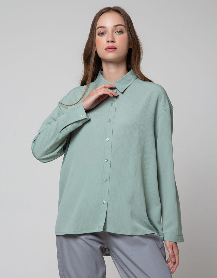 Details Round Elastic Blouse Wanita
