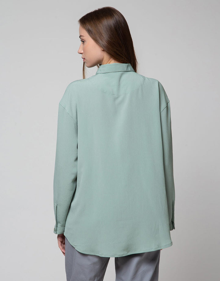 Details Round Elastic Blouse Wanita