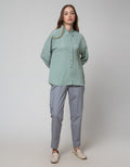 Details Round Elastic Blouse Wanita