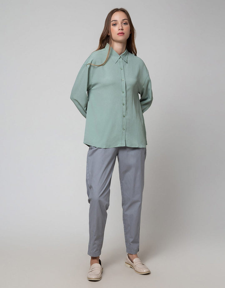 Details Round Elastic Blouse Wanita
