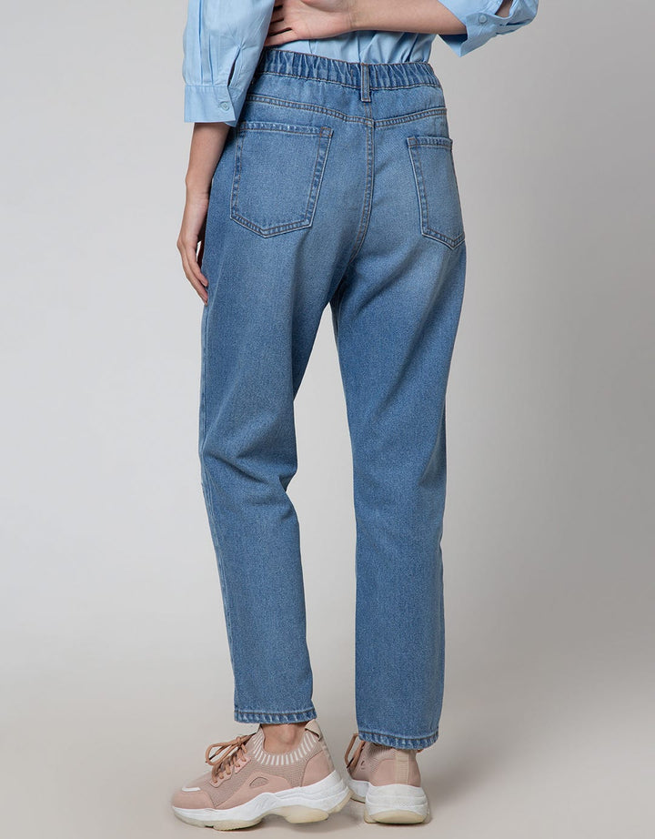 Details Denim Long Pants With Destroyed