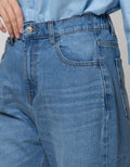 Details Denim Long Pants With Destroyed