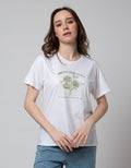 Details Short Sleeve T-Shirt Flower Outline Print