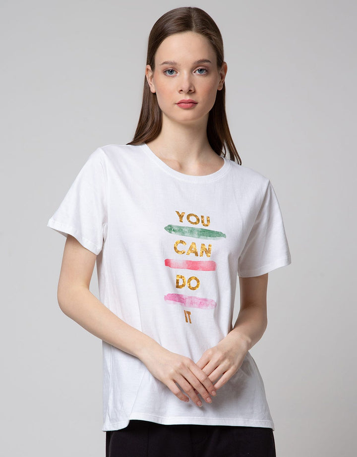 Details Short Sleeve T-Shirt Reguler Tee Print With You Can Do It