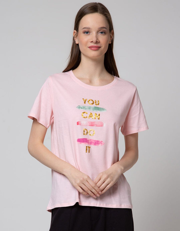 Details Short Sleeve T-Shirt Reguler Tee Print With You Can Do It