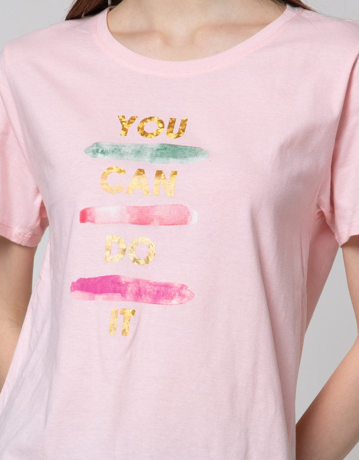 Details Short Sleeve T-Shirt Reguler Tee Print With You Can Do It