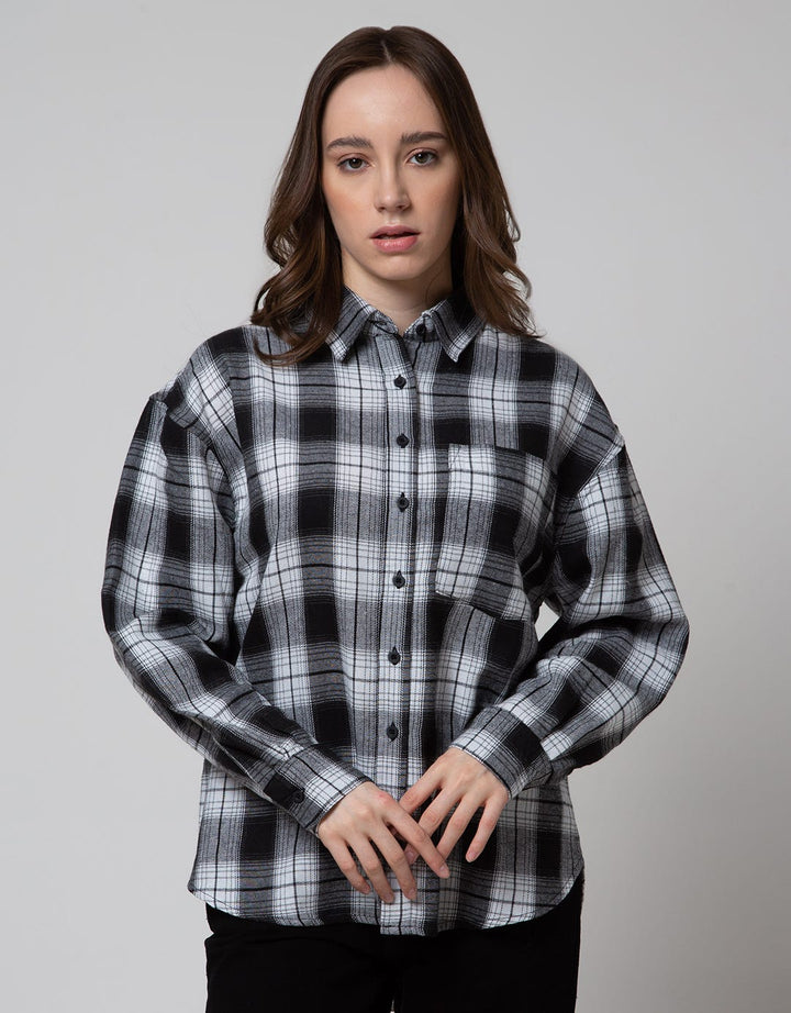 Nevada Long Sleeve Shirt Woven Check Rayon Twill