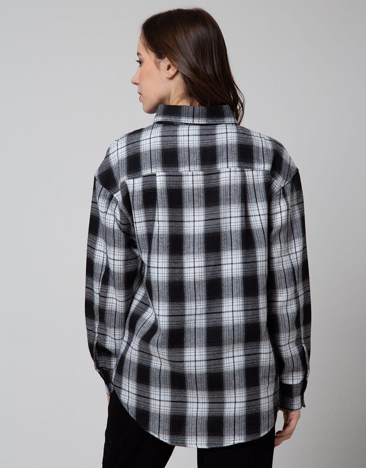 Nevada Long Sleeve Shirt Woven Check Rayon Twill