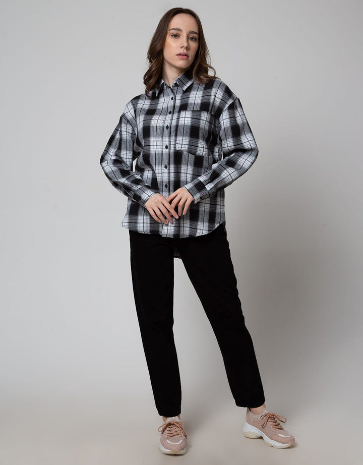Nevada Long Sleeve Shirt Woven Check Rayon Twill