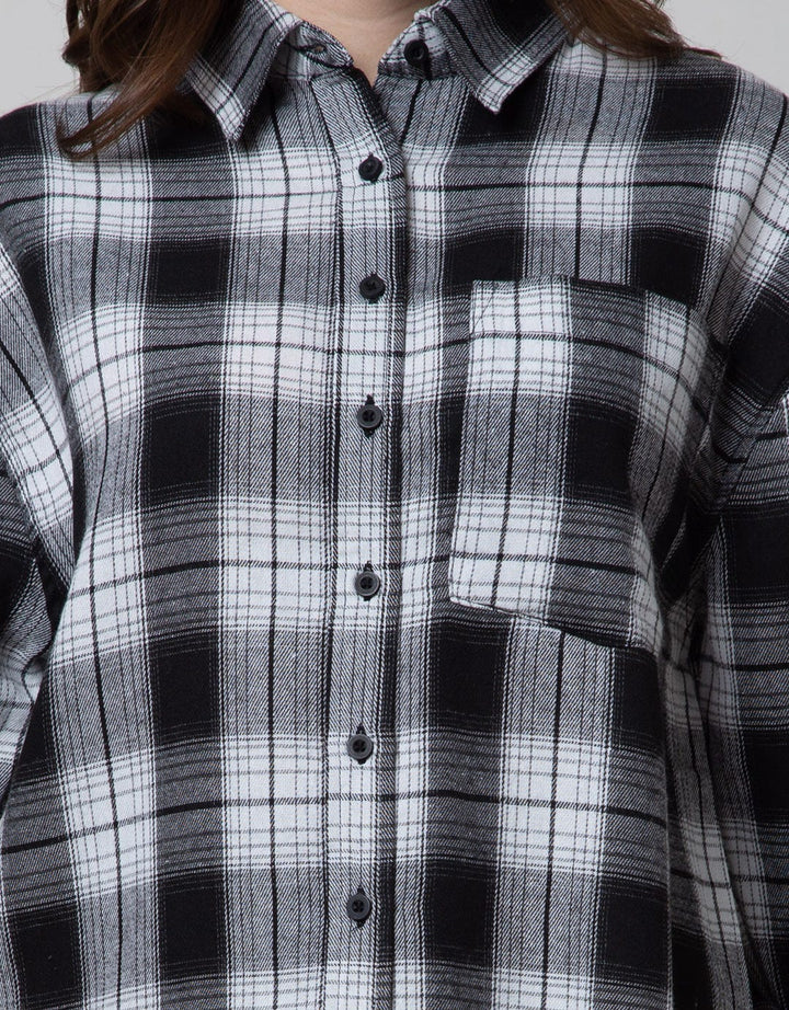Nevada Long Sleeve Shirt Woven Check Rayon Twill