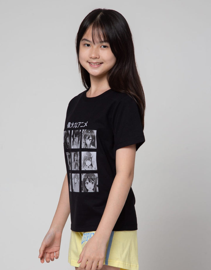 Nevada Short Sleeve T-Shirt Basic B N W Print Anime In Blocks