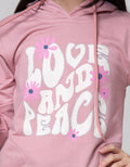 Nevada Sweatshirt Hoodie Print Love And Peace With Glitter