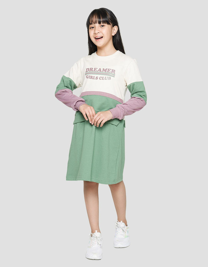 Nevada Long Sleeve Midi Dress Cut N Sewn Dreamer Pinggang Serut