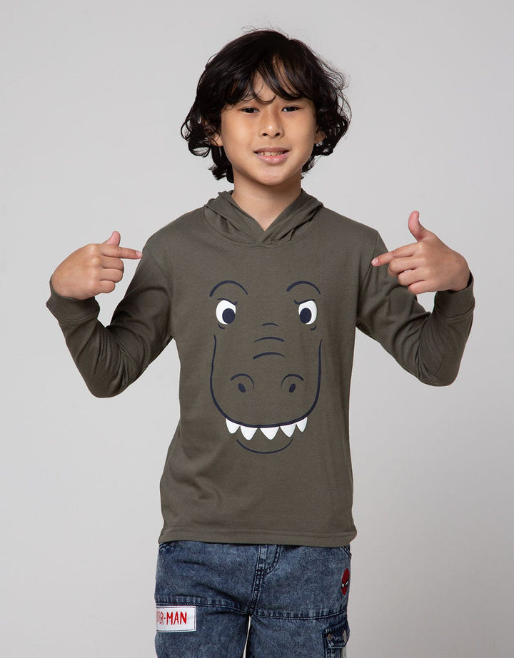 Little M Dino Hoodie Kaos Anak Laki-Laki