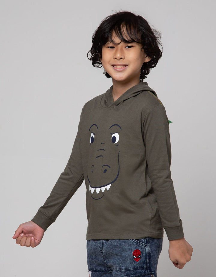 Little M Dino Hoodie Kaos Anak Laki-Laki